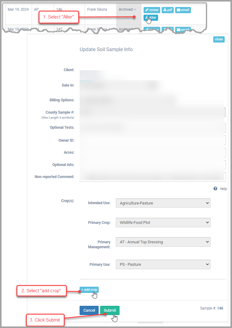 image of adding a crop to get a new report and recommendations.