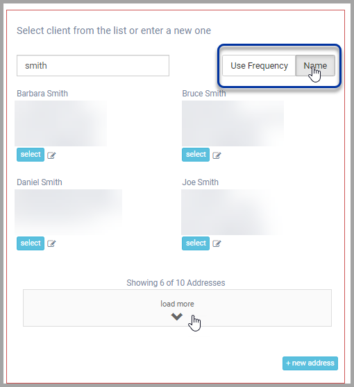 image of changing the sort order of client list.